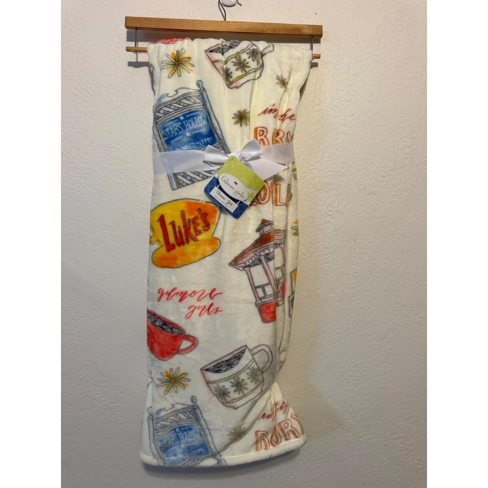 Gilmore Girls Stars Hollow Luke's Diner Plush Throw Blanket 60x70 Rory Lorelai